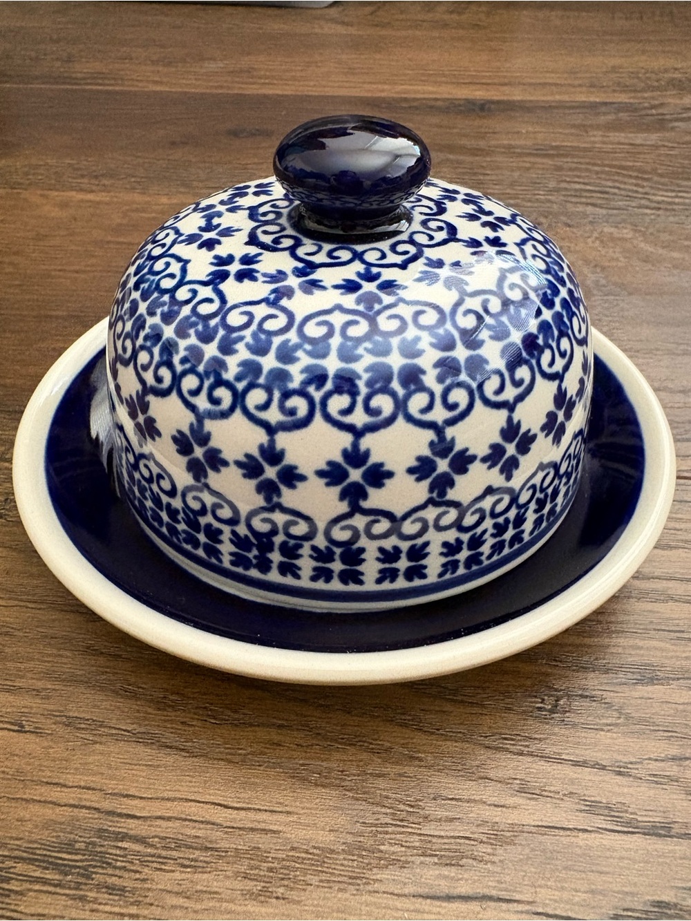 New Boleslawiec Handmade Polish Pottery Domed Round Butter Dish w Lid